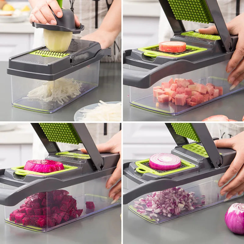 14-in-1 Multifunctional Vegetable Chopper - Kitchen Slicer & Dicer