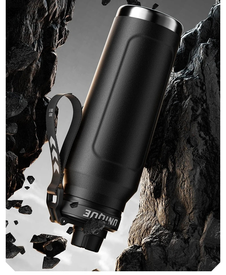 Insulated Sports Water Bottle with Handle - 1L Stainless Steel