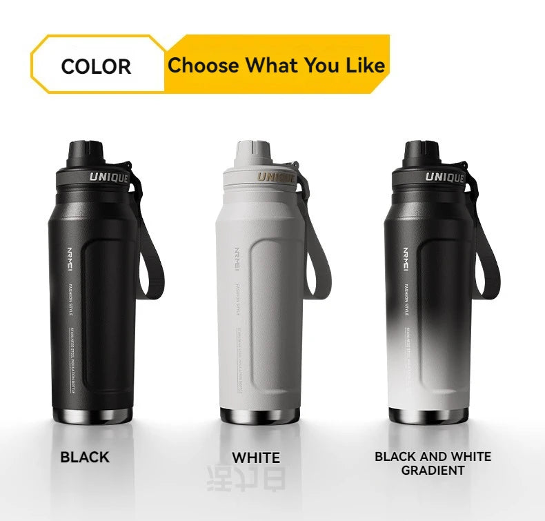 Insulated Sports Water Bottle with Handle - 1L Stainless Steel
