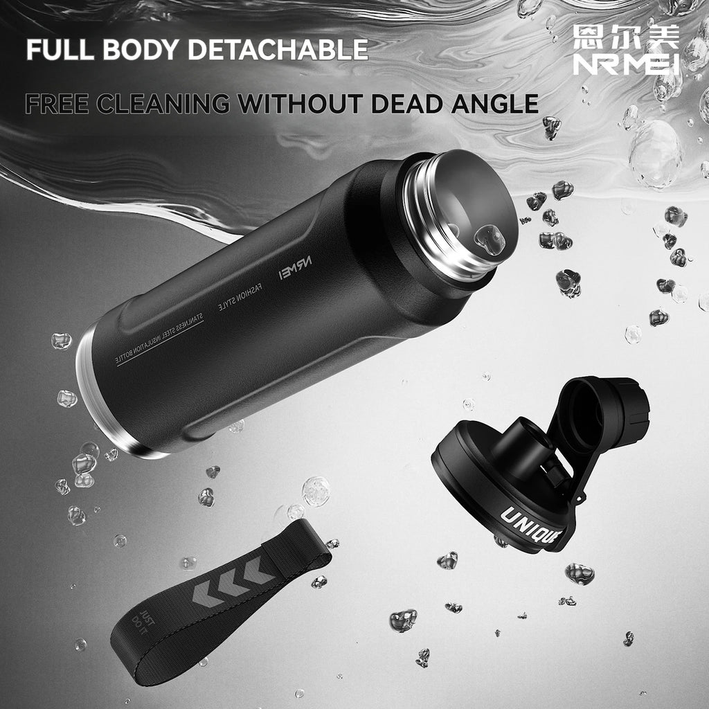 Insulated Sports Water Bottle with Handle - 1L Stainless Steel