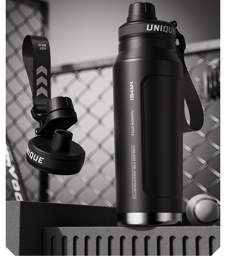 Insulated Sports Water Bottle with Handle - 1L Stainless Steel