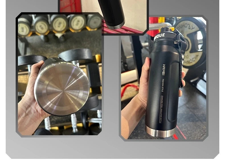 Insulated Sports Water Bottle with Handle - 1L Stainless Steel