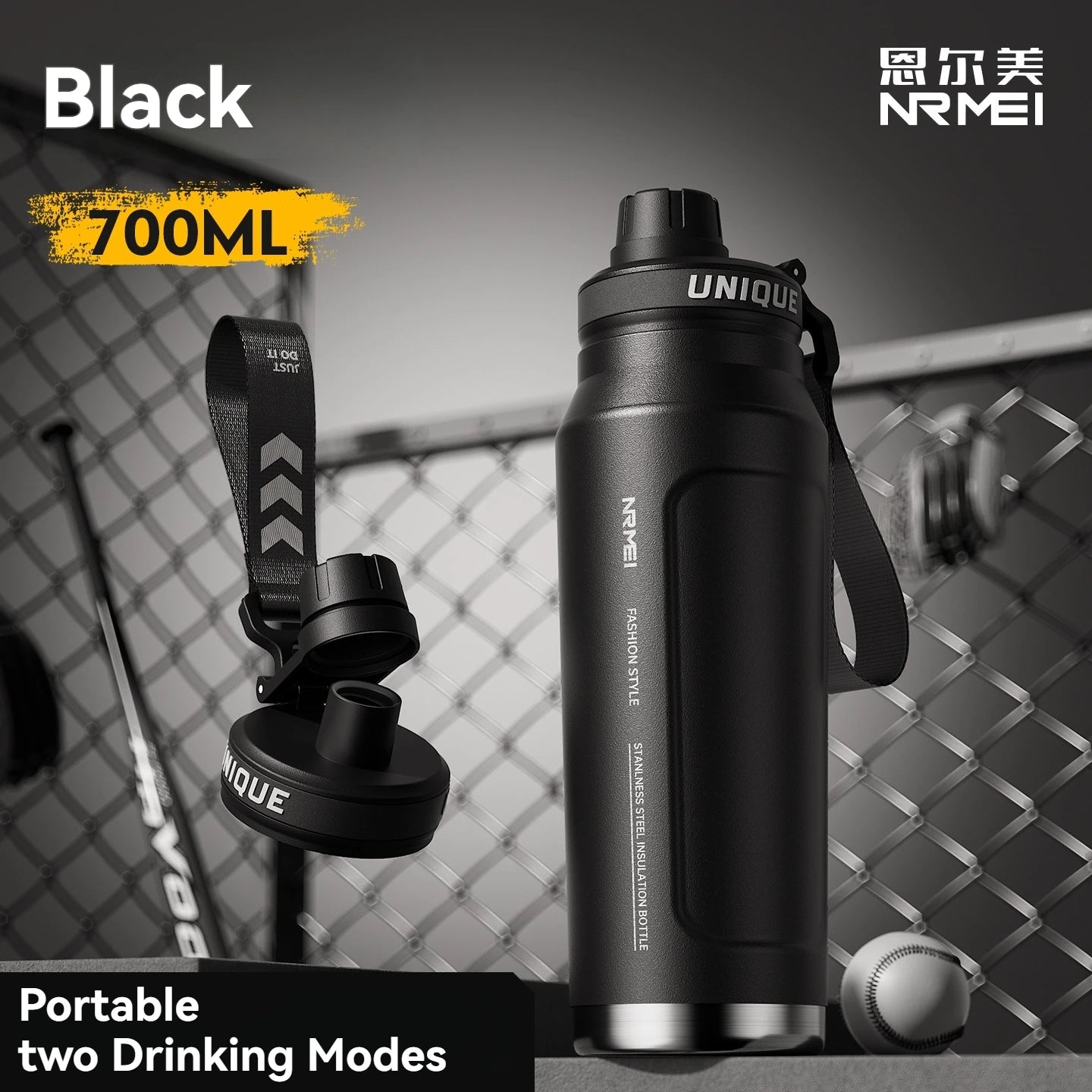 Insulated Sports Water Bottle with Handle - 1L Stainless Steel