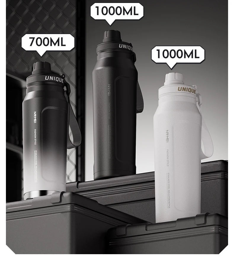 Insulated Sports Water Bottle with Handle - 1L Stainless Steel