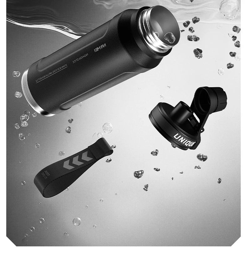 Insulated Sports Water Bottle with Handle - 1L Stainless Steel