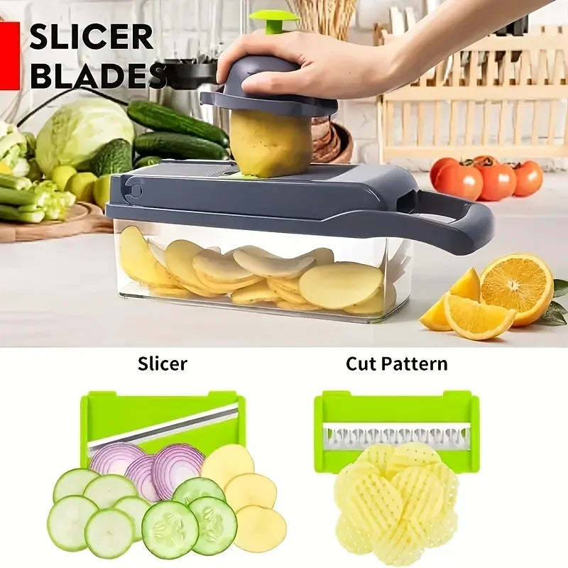 14-in-1 Multifunctional Vegetable Chopper - Kitchen Slicer & Dicer