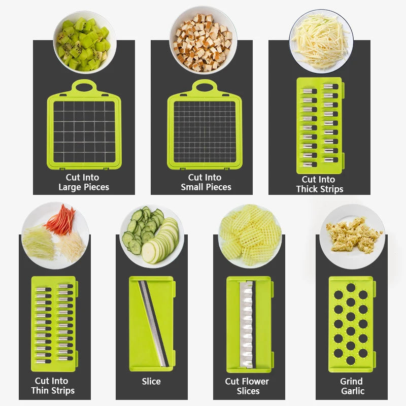 14-in-1 Multifunctional Vegetable Chopper - Kitchen Slicer & Dicer