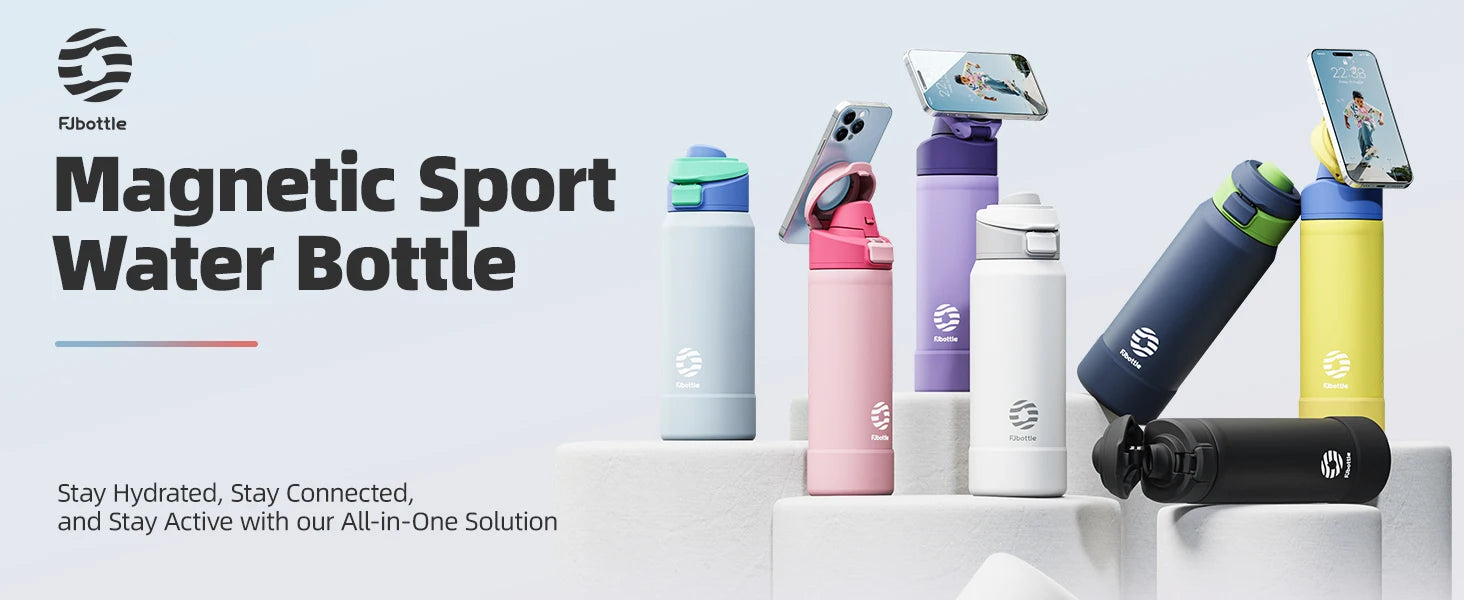 Magnetic Thermos Water Bottle with Phone Holder - 950ml Insulated