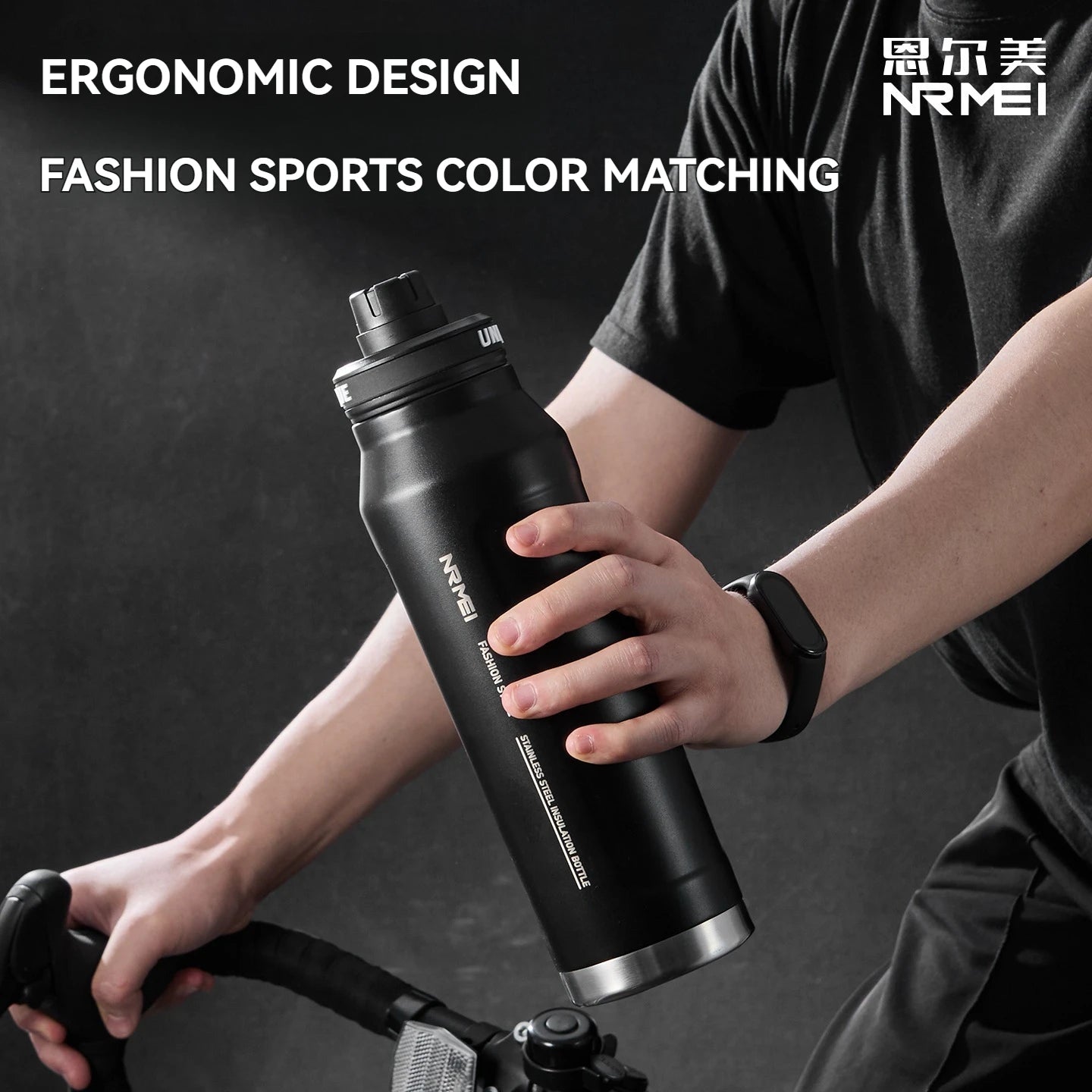 Insulated Sports Water Bottle with Handle - 1L Stainless Steel