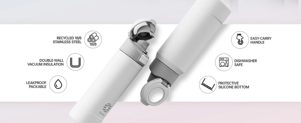 Magnetic Thermos Water Bottle with Phone Holder - 950ml Insulated