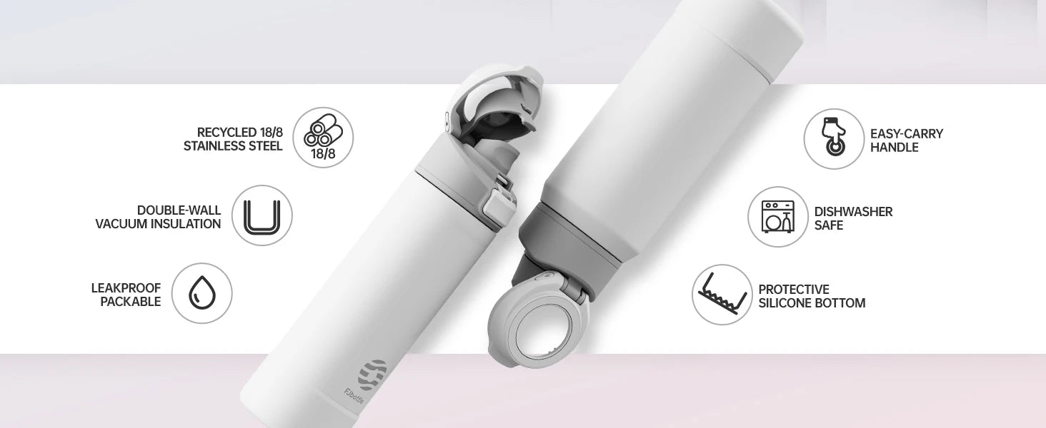 Magnetic Thermos Water Bottle with Phone Holder - 950ml Insulated