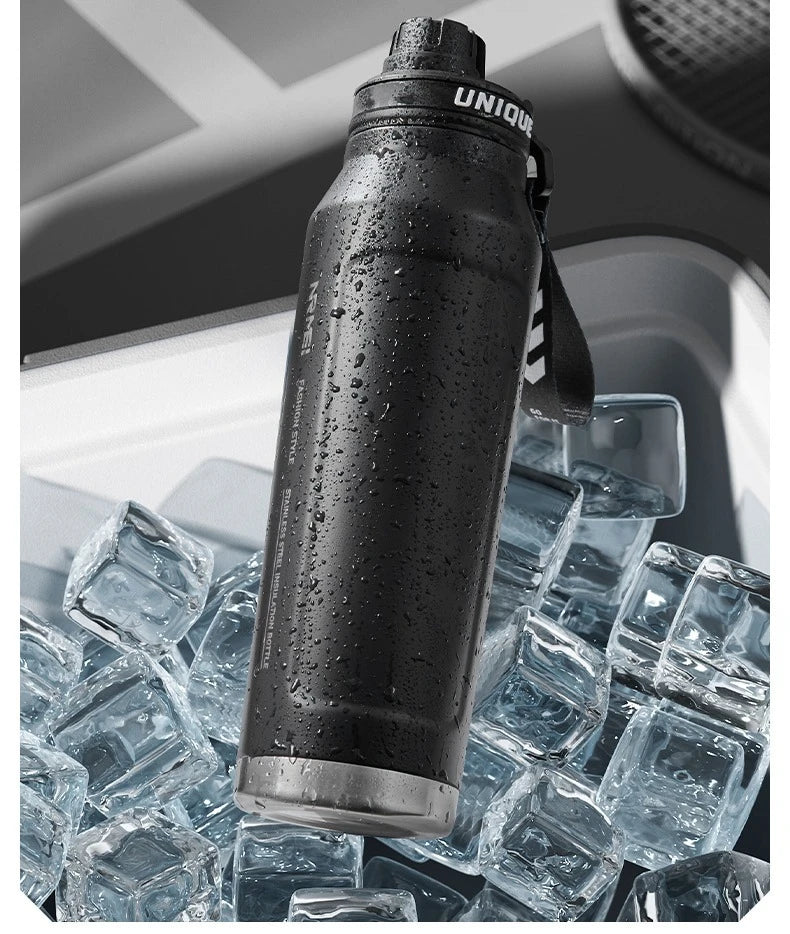 Insulated Sports Water Bottle with Handle - 1L Stainless Steel