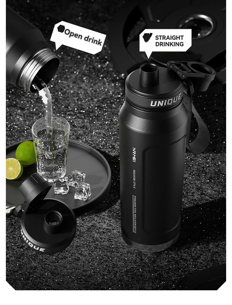 Insulated Sports Water Bottle with Handle - 1L Stainless Steel