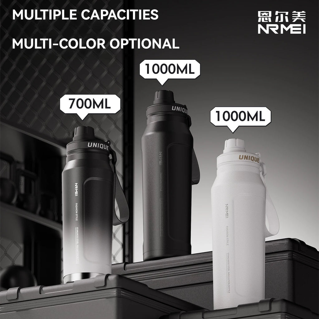 Insulated Sports Water Bottle with Handle - 1L Stainless Steel